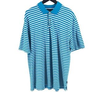 Tommy Bahama Mens Golf Polo Shirt Blue and White Stripes size XL 10522